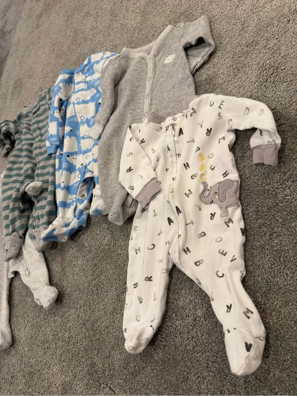 Carter's Mixed Baby Footie Pajama Set - Gray, Green, Blue, White